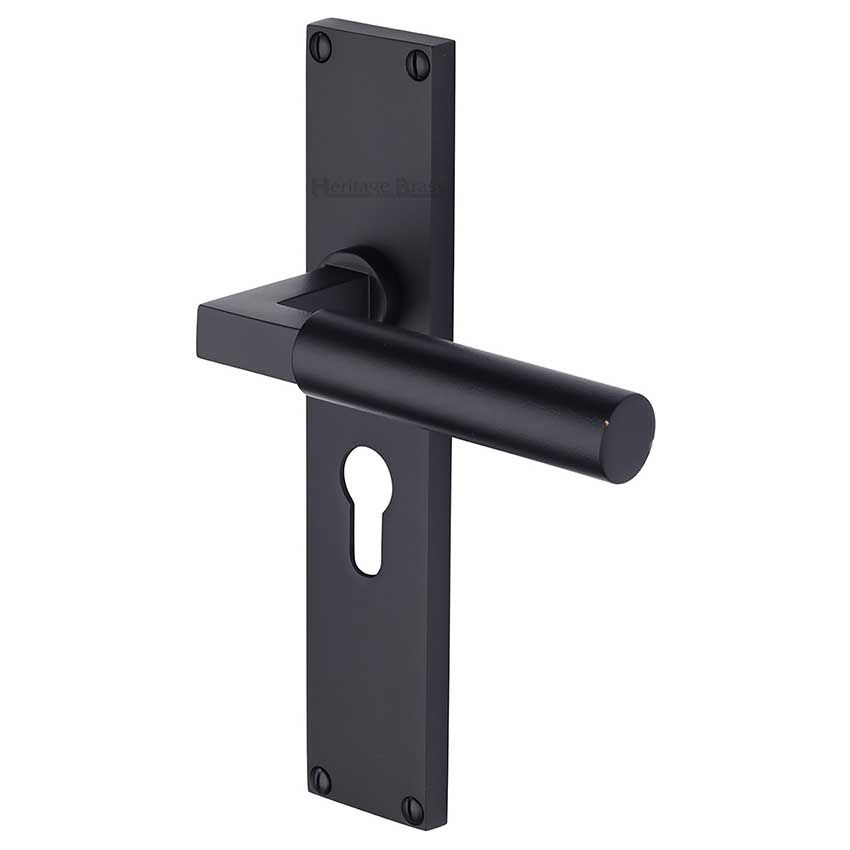 Picture of Bauhaus Euro Profile Door Handles In Matt Black Finish - VT6348-BKMT