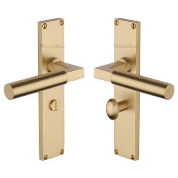 Picture of Bauhaus Bathroom Door Handles In Satin Brass Finish - VT6330-SB Picture of Bauhaus Bathroom Door Handles In Satin Brass Finish - VT6330-SB