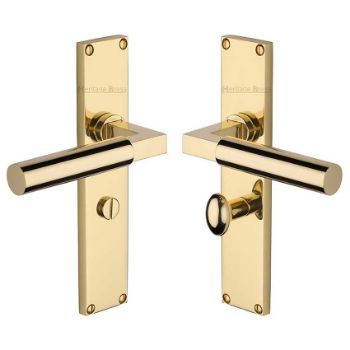 Picture of Bauhaus Bathroom Door Handles In Polished Brass Finish - VT6330-PB Picture of Bauhaus Bathroom Door Handles In Polished Brass Finish - VT6330-PB