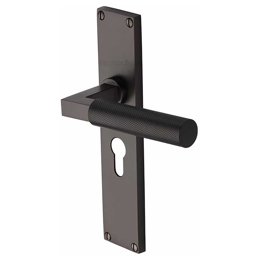 Picture of Bauhaus Knurled Euro Profile Door Handles In Matt Bronze Finish - VT9348-MB