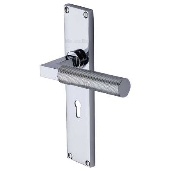 Picture of Bauhaus Knurled Lock Door Handles In Polished Chrome Finish - VT9300-PC Picture of Bauhaus Knurled Lock Door Handles In Polished Chrome Finish - VT9300-PC