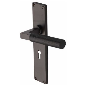 Picture of Bauhaus Knurled Lock Door Handles In Matt Bronze Finish - VT9300-MB Picture of Bauhaus Knurled Lock Door Handles In Matt Bronze Finish - VT9300-MB
