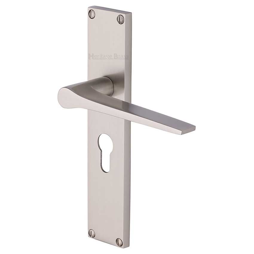 Picture of Gio Euro Profile Door Handles In  Satin Nickel Finish - VT8148-SN