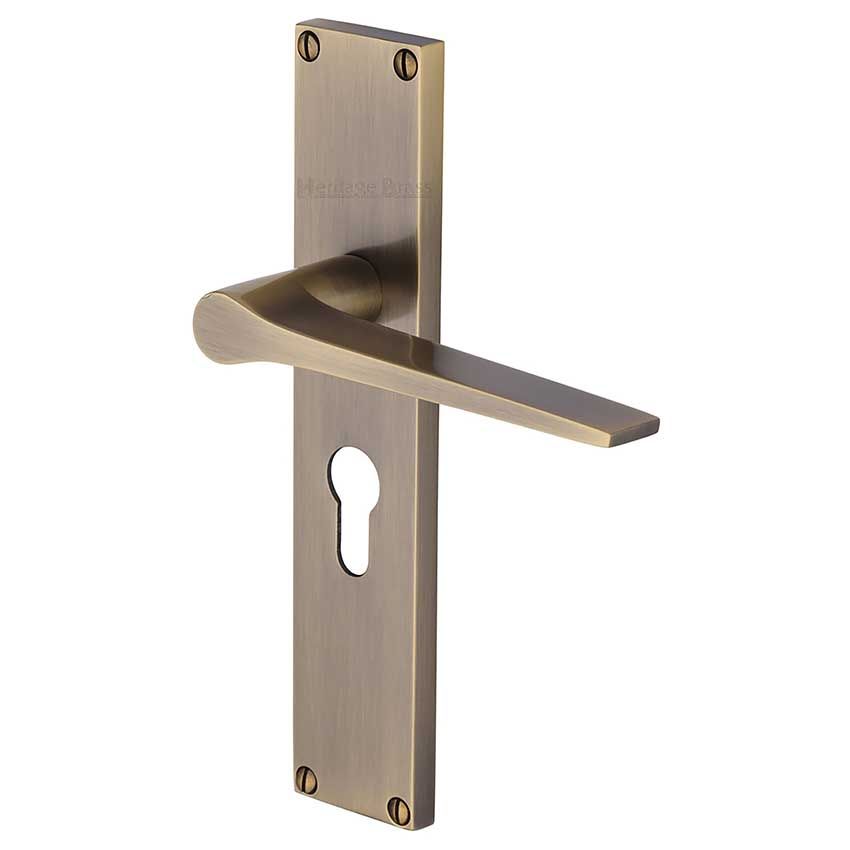 Picture of Gio Euro Profile Door Handles In  Antique Brass Finish - VT8148-AT