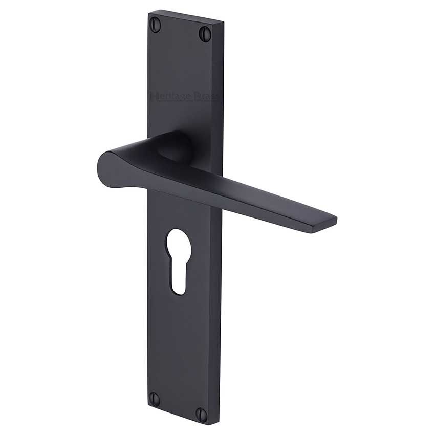 Picture of Gio Euro Profile Door Handles In  Matt Black Finish - VT8148-BKMT