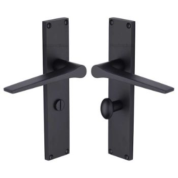Picture of Gio Bathroom Door Handles In  Matt Black Finish - VT8130-BKMT Picture of Gio Bathroom Door Handles In  Matt Black Finish - VT8130-BKMT