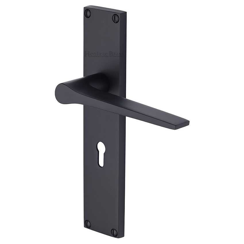 Picture of Gio Lock Door Handles In  Matt Black Finish - VT8100-BKMT-EXT