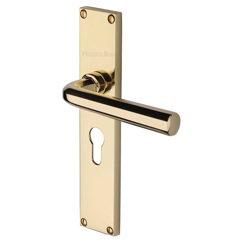 Picture of Octave Euro Profile Door Handles In Polished Brass Finish - VT5948-PB