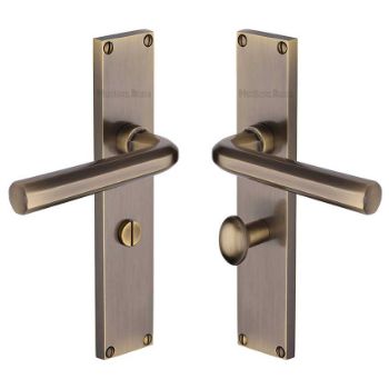 Picture of Octave Bathroom Door Handles In Antique Brass Finish - VT5930-AT Picture of Octave Bathroom Door Handles In Antique Brass Finish - VT5930-AT