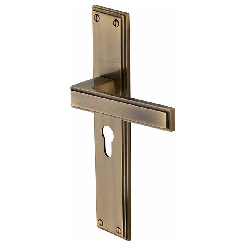 Picture of Atlantis Euro Profile Door Handles In Antique Brass Finish - ATL6748-AT