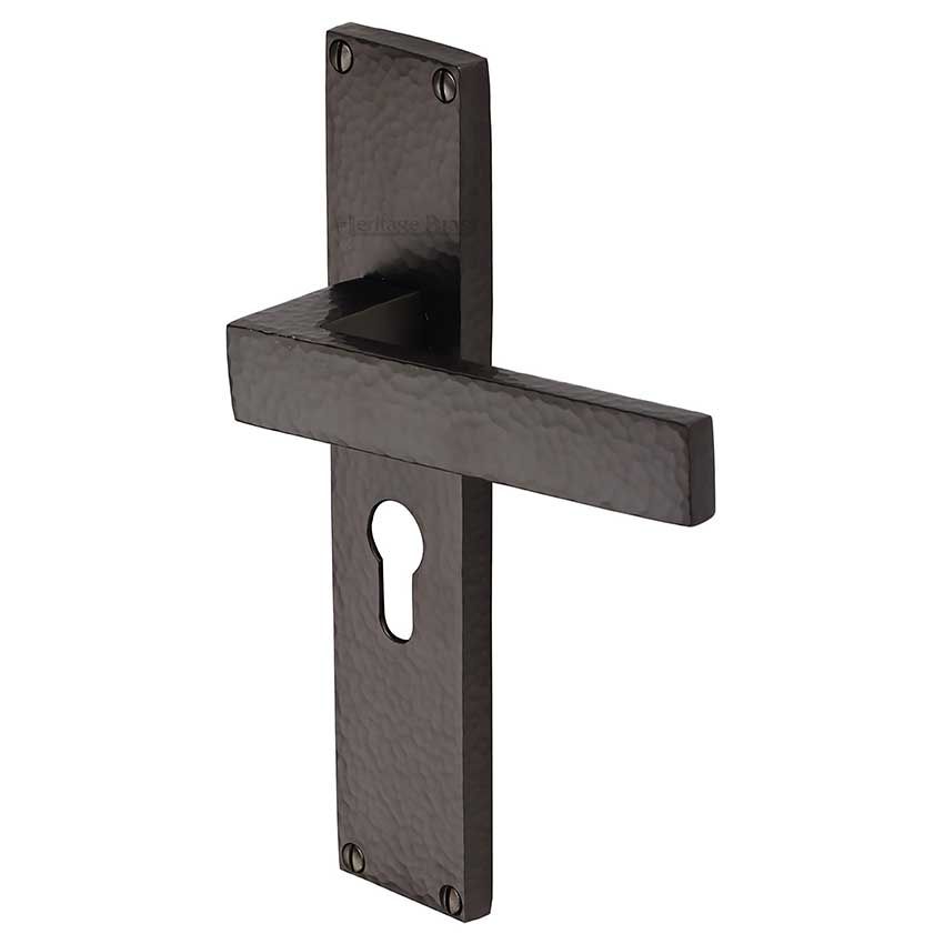 Picture of Delta Hammered Euro Profile Door Handles In Matt Bronze Finish - VTH3348-MB