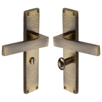 Picture of Delta Hammered Bathroom Door Handles In Antique Brass Finish - VTH3330-AT Picture of Delta Hammered Bathroom Door Handles In Antique Brass Finish - VTH3330-AT