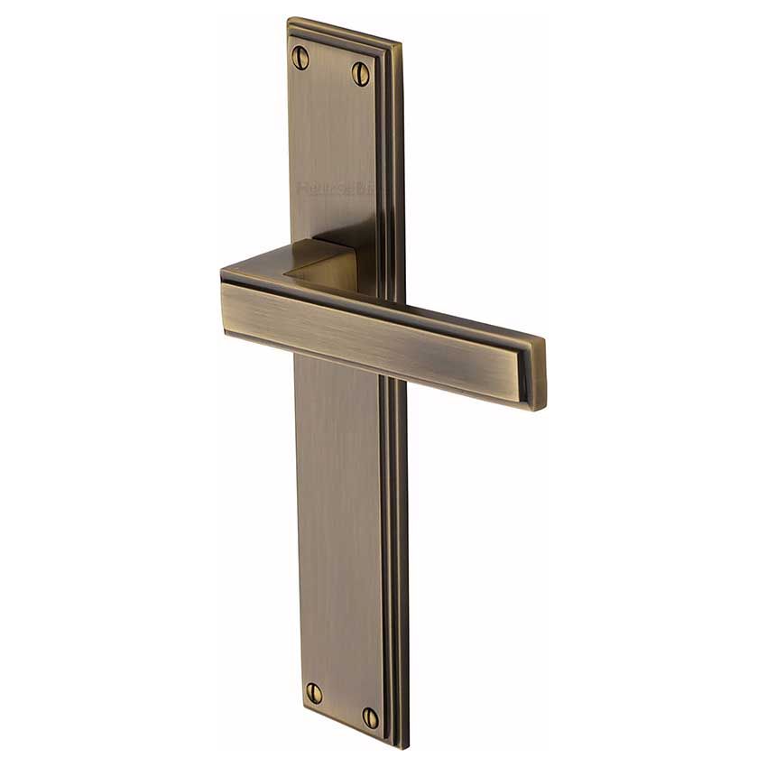 Picture of Atlantis Latch Door Handles In Antique Brass Finish - ATL6710-AT-GP