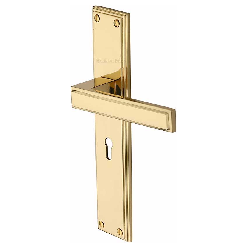 Picture of Atlantis Lock Door Handles In Polished Brass Finish - ATL6700-PB-EXT