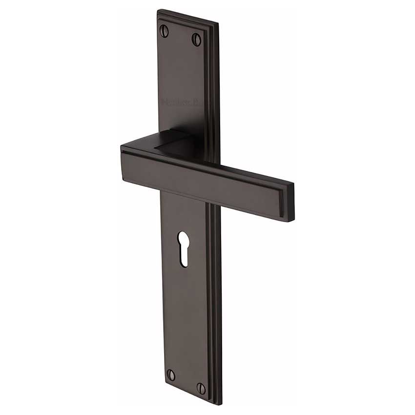 Picture of Atlantis Lock Door Handles In Matt Bronze Finish - ATL6700-MB-EXT