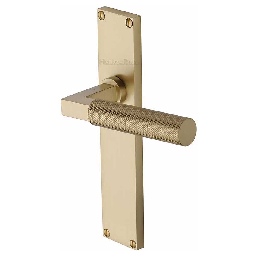 Picture of Bauhaus Knurled Door Handles In Satin Brass Finish - VT9310-SB-GP