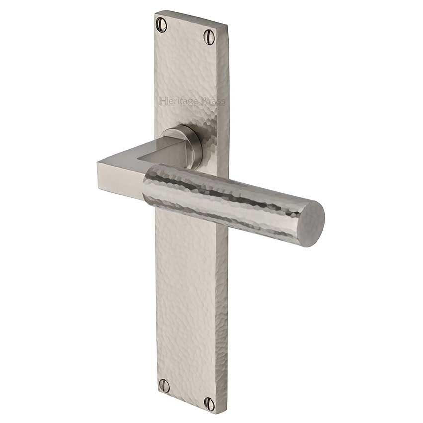 Picture of Bauhaus Hammered Door Handles In Satin Nickel Finish - VTH4310-SN