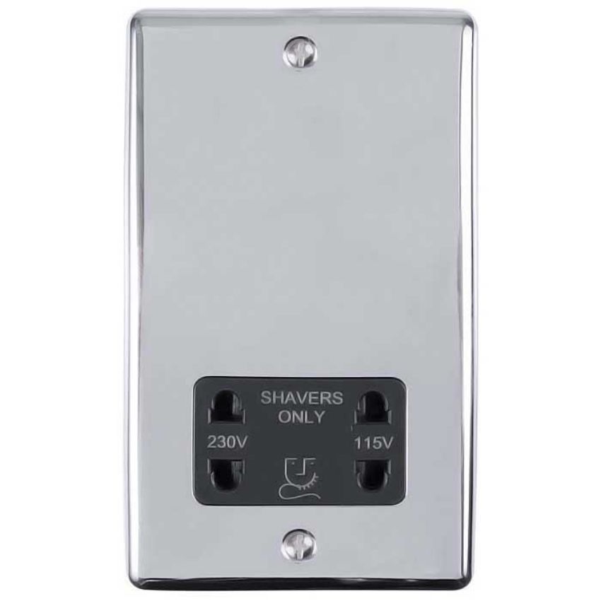 Picture of Dual Voltage Shaver Socket In Polished Chrome With White Interior - ECPCSHSW
