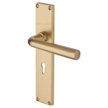 Octave Lock Door Handles In Satin Brass Finish - VT5900-SB -EXT Picture of Octave Lock Door Handles In Satin Brass Finish - VT5900-SB -EXT
