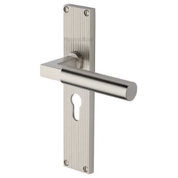 Picture of Bauhaus Reeded Backplate Europrofile Satin Nickel Finish - RR7348-SN Picture of Bauhaus Reeded Backplate Europrofile Satin Nickel Finish - RR7348-SN