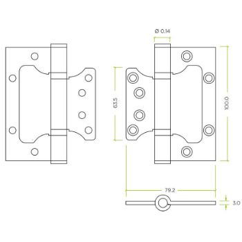 Picture of Fast fit flush fire door hinge in satin stainless steel - ZHSSFH-243S