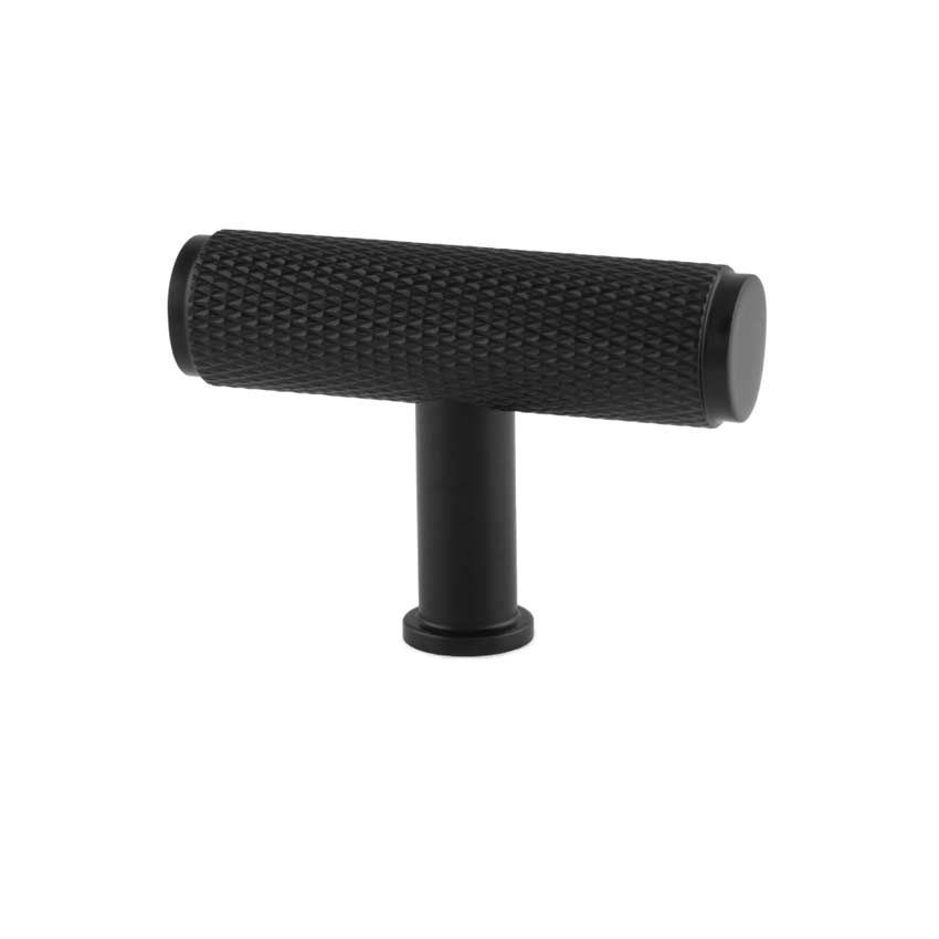 Picture of Knurled T-Bar cupboard Knob in a matt black Finish - AW801-55-BL