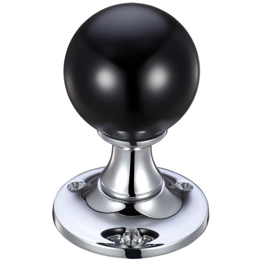 Picture of Fulton and Bray Black Glass Ball Mortice knob - FB400CPBL