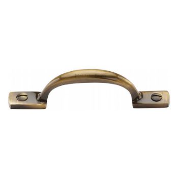 Period Pull Handle in Antique Brass - 102mm - V1090-AT