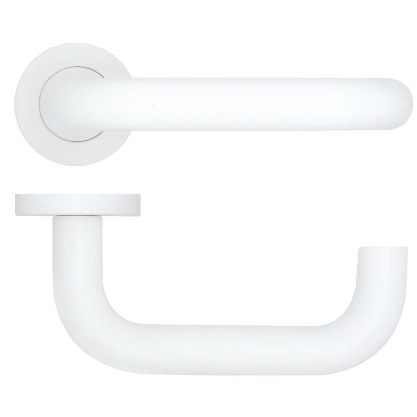 Rosso Tecnica Maggiore Door Handle in Powder Coated White Finish RT030PCW at Simply Door