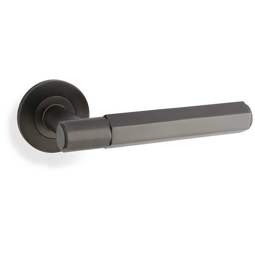 Picture of Alexander and Wilks - Spitfire Hexagon Door Handle on Round Rose - AW224DBZ