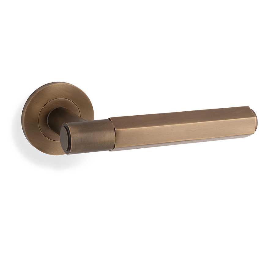 Picture of Alexander and Wilks - Spitfire Hexagon Door Handle on Round Rose - AW224IB