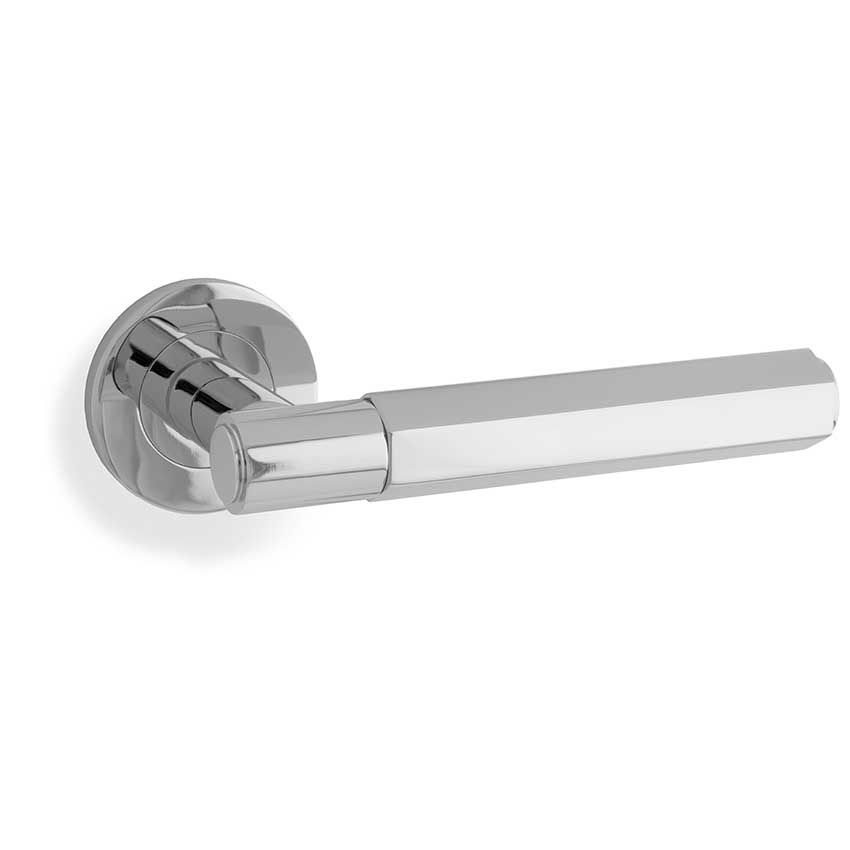 Picture of Alexander and Wilks - Spitfire Hexagon Door Handle on Round Rose - AW224PC