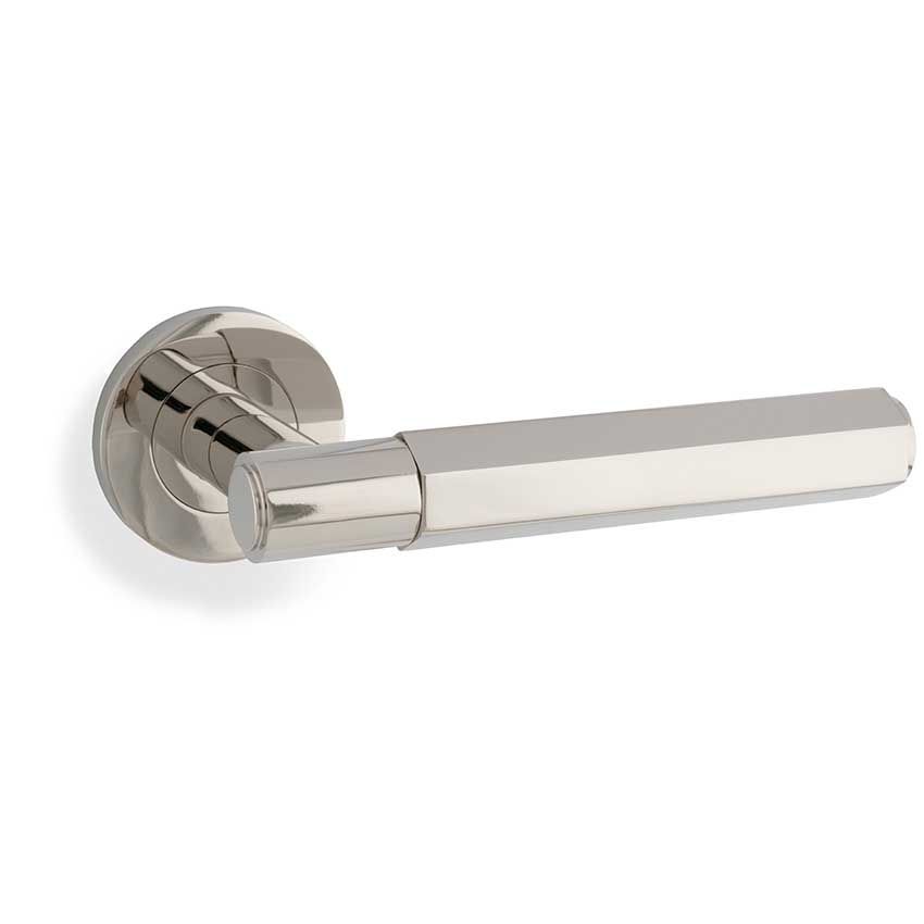 Picture of Alexander and Wilks - Spitfire Hexagon Door Handle on Round Rose - AW224PN