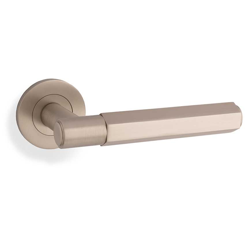 Picture of Alexander and Wilks - Spitfire Hexagon Door Handle on Round Rose - AW224SN