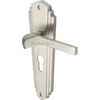 Waldorf Euro Cylinder Lock Handle - WAL6548-SN Picture of Waldorf Euro Cylinder Lock Handle - WAL6548-SN