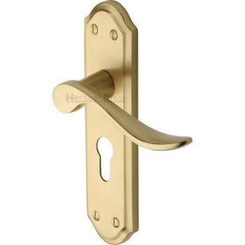 Sandown Euro Cylinder Door Handle - SAN1448-SB Picture of Sandown Euro Cylinder Door Handle - SAN1448-SB