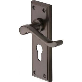 Edwardian Euro Cylinder Door Handle - W3227-MB Picture of Edwardian Euro Cylinder Door Handle - W3227-MB