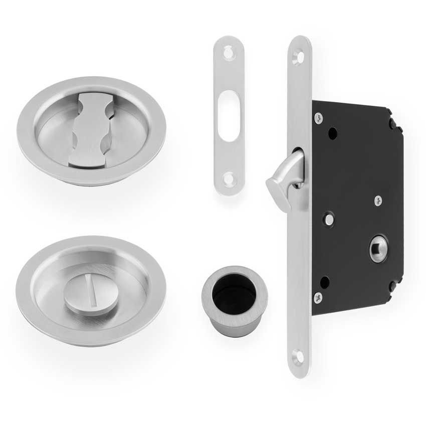 Picture of Radius Sliding Door Lock Set - Satin Chrome - AW110RSC