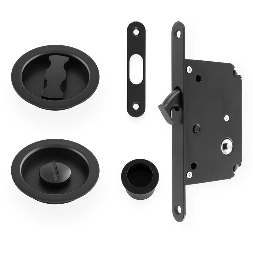 Picture of Radius Sliding Door Lock Set - Black - AW110RBL