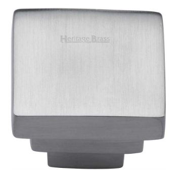 Picture of Square Stepped Cabinet Knob in Satin Chrome Finish- C3672-SC