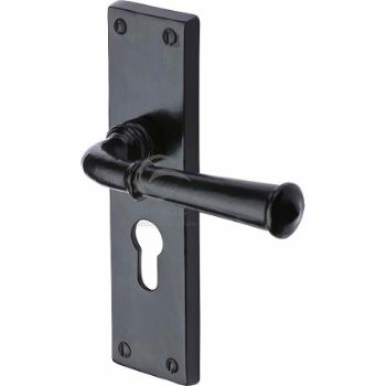 Smooth Black Ashfield Euro Lock Handle - FB3748 Picture of Smooth Black Ashfield Euro Lock Handle - FB3748