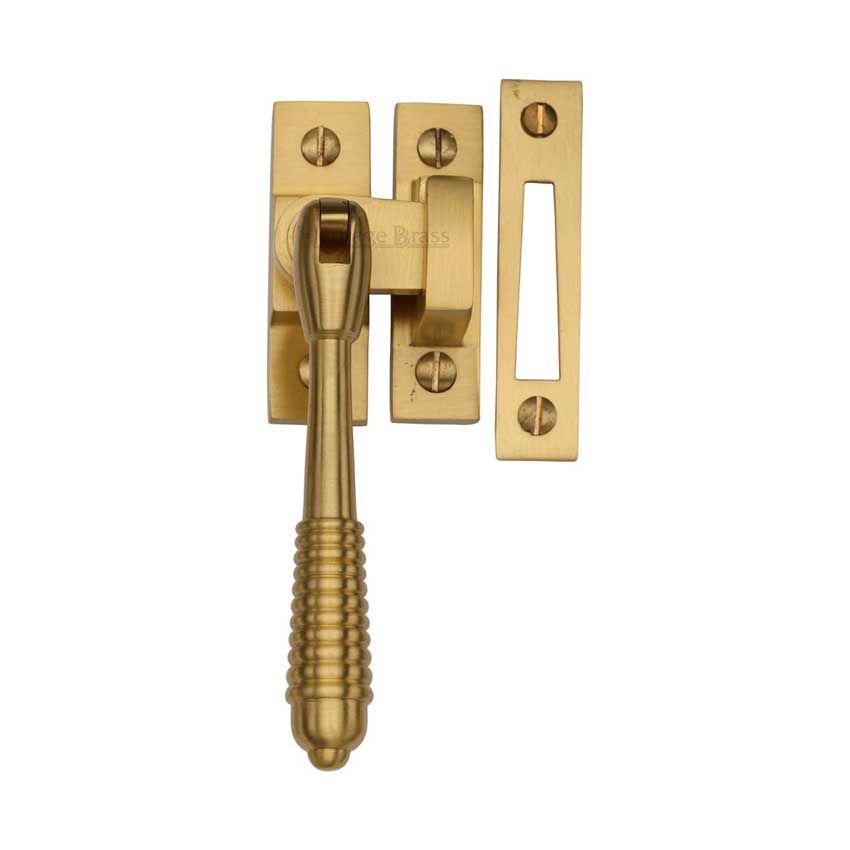 Picture of Heritage Brass Mortice & Hook Plate Casement Fastener Reeded Design  In Satin Brass - V894 MPHP-SB