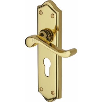 Picture of Buckingham Euro Cylinder Door Handle -W4248-PB Picture of Buckingham Euro Cylinder Door Handle -W4248-PB