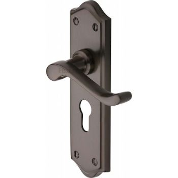 Picture of Buckingham Euro Cylinder Door Handle -W4248-MB Picture of Buckingham Euro Cylinder Door Handle -W4248-MB