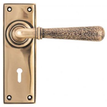 Polished Bronze Hammered Newbury Lever Lock on a Backplate - Polished Bronze - 46225  Polished Bronze Hammered Newbury Lever Lock on a Backplate - Polished Bronze - 46225