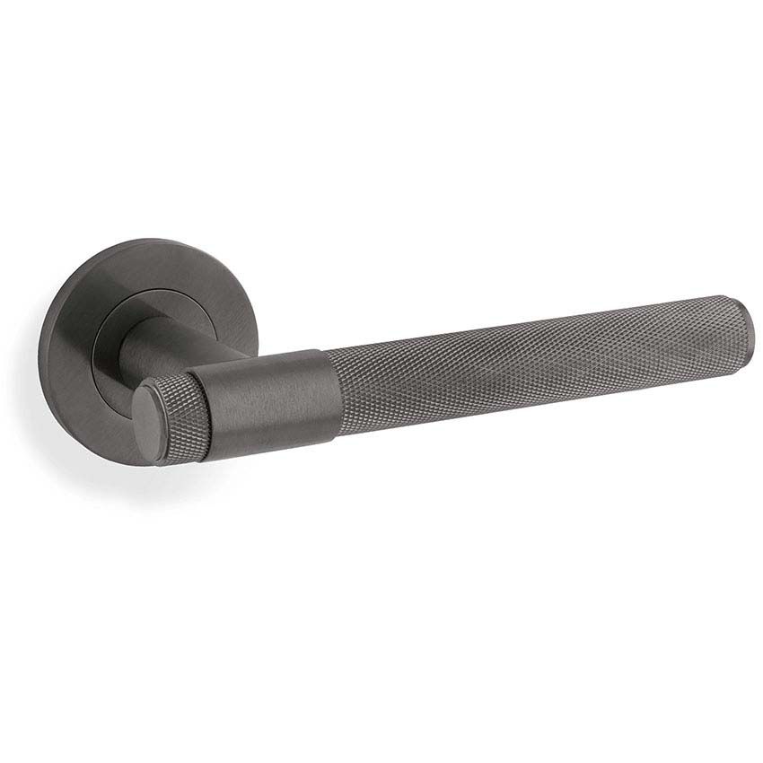 Picture of Alexander & Wilks Knurled Kingston Lever on Rose In Dark Bronze PVD - AW240DBZPVD