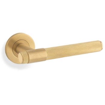 Picture of Alexander & Wilks Knurled Kingston Lever on Rose In Satin Brass PVD - AW240SBPVD