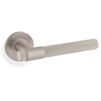 Picture of Alexander & Wilks Knurled Kingston Lever on Rose In Satin Nickel - AW240SN