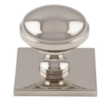 Warwick Cabinet Knob on a Square Backplate in Polished Nickel- BP750PN40PN