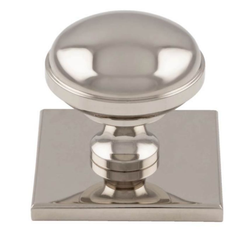 Warwick Cabinet Knob on a Square Backplate in Polished Nickel- BP750PN40PN